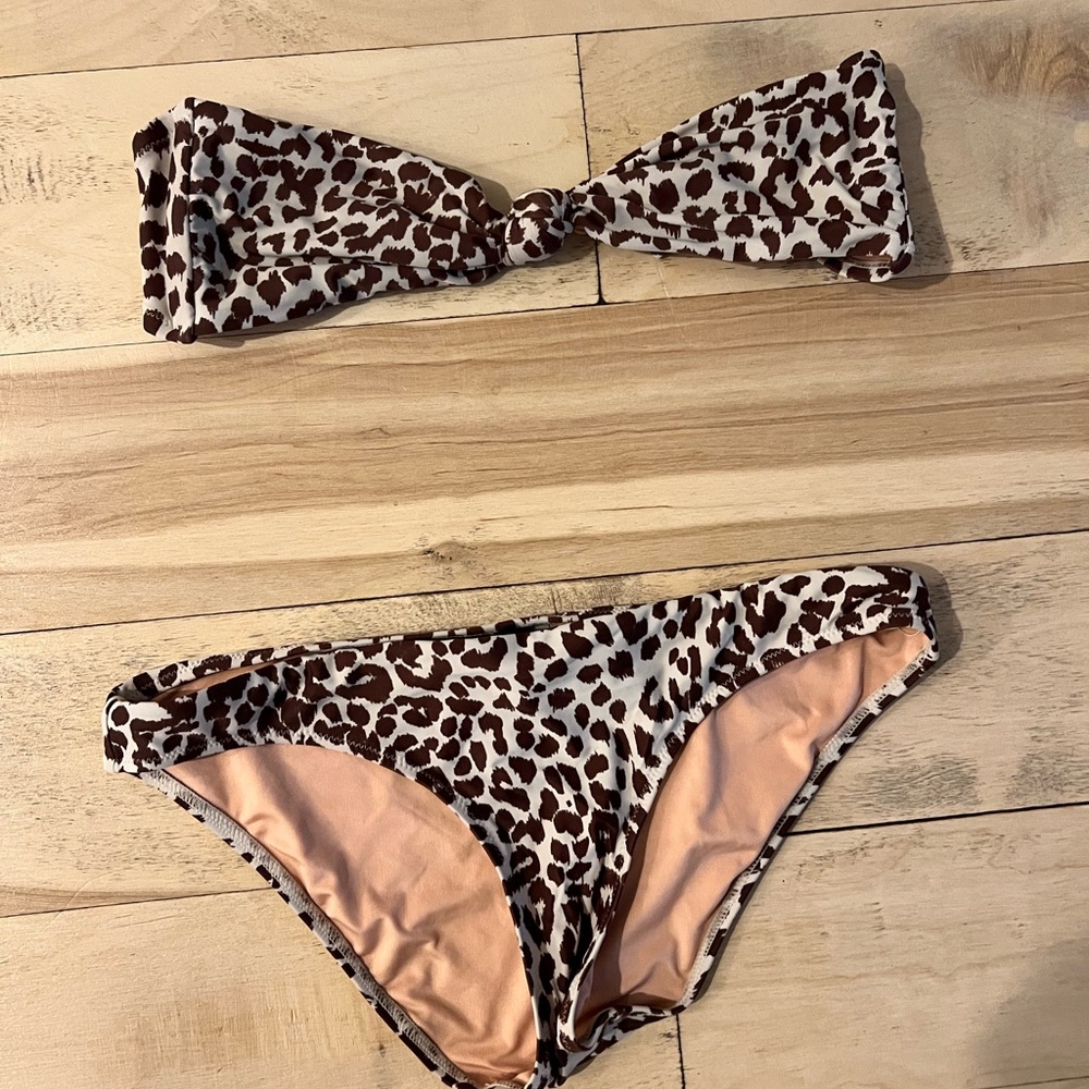 JCREW Bandeau Bikini - Animal Print - Size Small